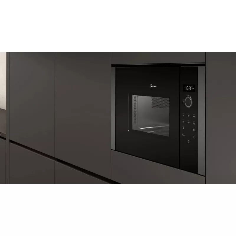 Neff HLAWD23G0 mikroviļņu krāsns, grafīta krāsā, solo mikroviļņu krāsns, iebūvējama, 20 l, 800 W
