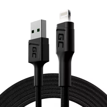 Lightning–USB-A kabelis zaļa Cell KABGC12, 2 m, Lightning – USB A, melns