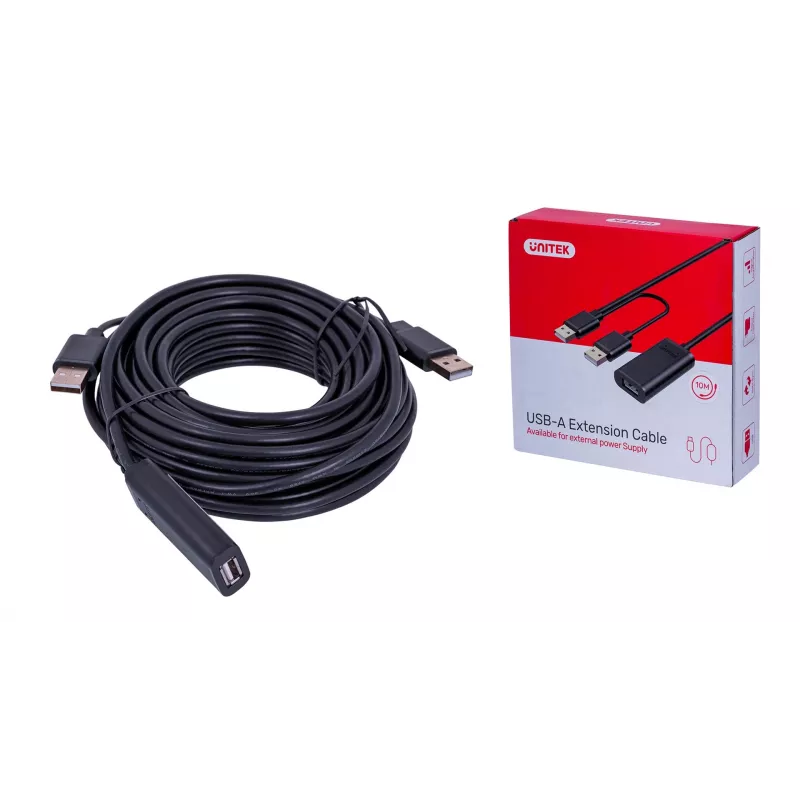 UNITEK Y-278 USB kabelis USB 2.0 10 m 2 x USB A USB A melns