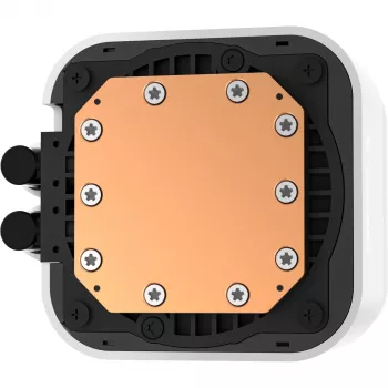 DeepCool LQ240 balta šķidruma CPU dzesētājs ar 240 mm alumīnija radiatoru, 2x120 mm RGB ventilatoriem, 41 cm caurulēm