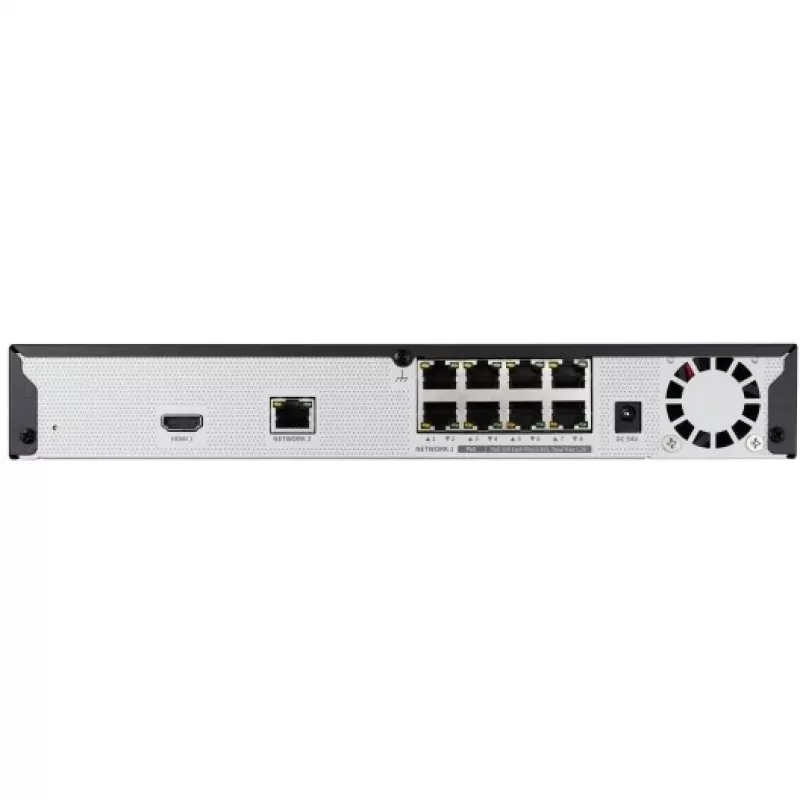 Tīkla video ierakstītājs - 8 IP kanāli - H.265 - 80Mbps - bez HDD - HDMI - PoE slēdzis