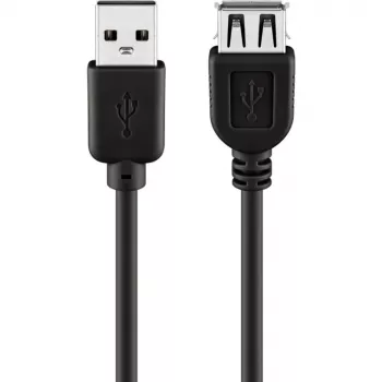 Wentronic Goobay USB 2.0 Hi-Speed pagarinātāja kabelis, melns, 5 m - USB 2.0 spraudnis (A tipa) > USB 2.0 ligzda (A tipa) (68905)