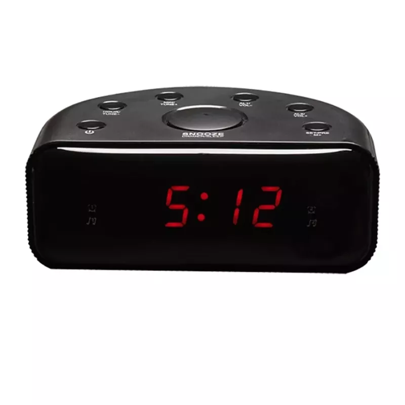 Clock Denver CR-430 analogā un digitālā FM radio LED displejs melns