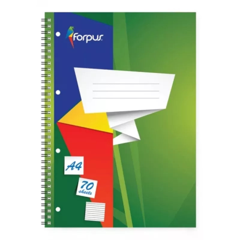 Vingrinājumu burtnīca ar spirāli Forpus, A4/70, līniju, mīksts vāks 0722-022