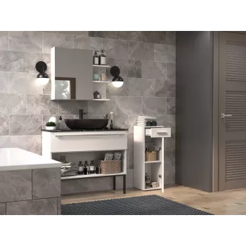 Vannas istabas puskolonna ar atvilktni Top E Shop Nel 30×30×85 cm balta matēta