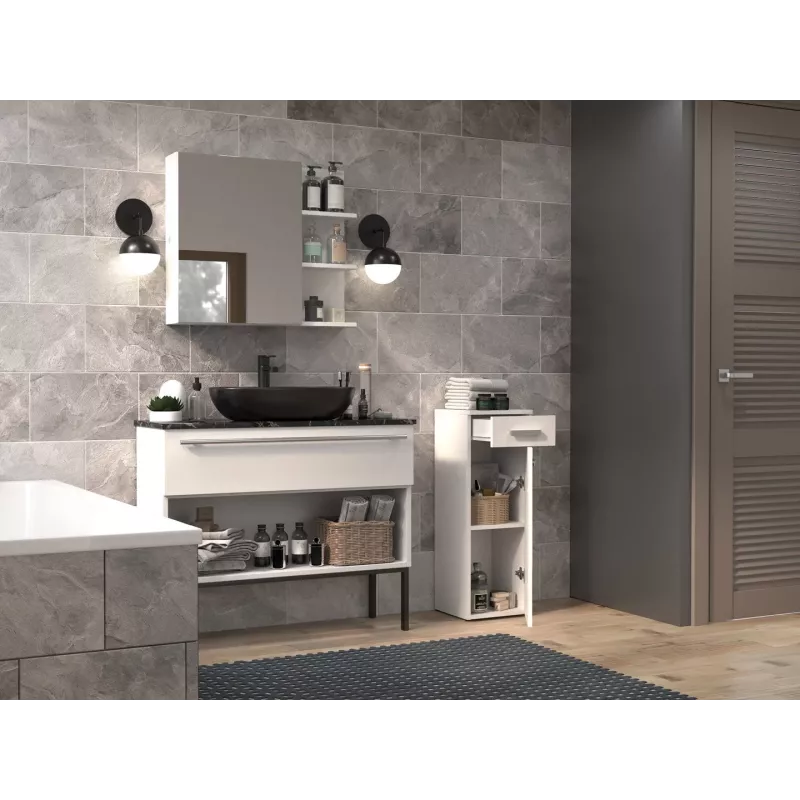 Vannas istabas puskolonna ar atvilktni Top E Shop Nel 30×30×85 cm balta matēta