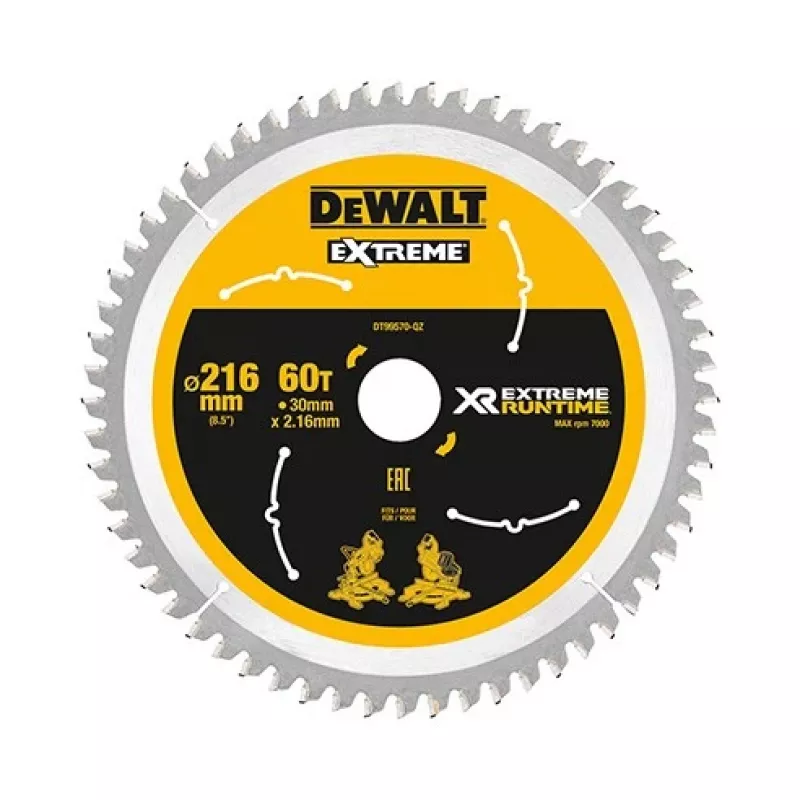 Zāģa asmens DeWALT XR FlexVolt 216mm x 30mm 60T