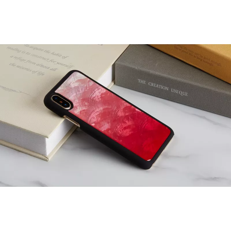 Viedtālruņa maciņš iKins iPhone XS / XS S — rozā ezera un melns, aizsargapvalks