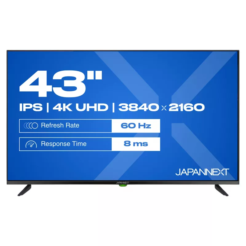 109,2cm/43 (3840x2160) JAPANNEXT JN-IPS430UHD60F 16:9 IPS 60Hz HDMI USB WLAN Speaker Melns