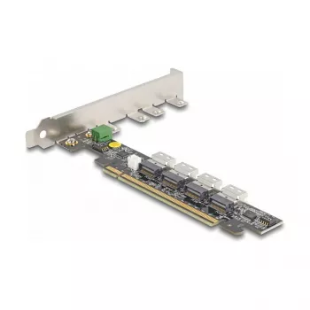 DeLOCK PCI Express x16 karte ar 4 iekšējiem SFF-8654 4i NVMe, ar bifurkāciju