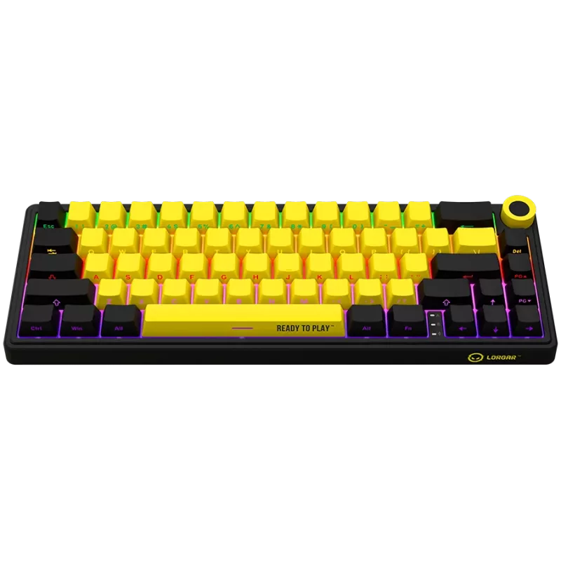 Mehāniskā spēļu tastatūra LORGAR KBP70MW 65% melna dzeltena EN izkārtojums