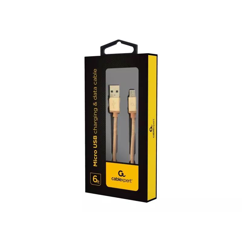USB 2.0 kabelis GEMBIRD CCB-mUSB2B-AMBM-6 — USB A uz Micro-USB B, 1,8 m, zelts