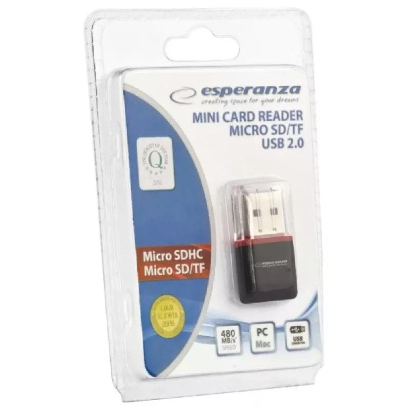 Esperanza EA134K karšu lasītājs Melna,Sudrabota,Caurspīdīga USB 2.0