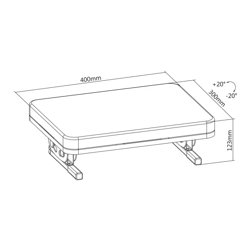 Kāju balsts MACLEAN MC-460 ergonomisks polsterēts metāla kāju balsts, neslīdoša pamatne, slīpums -20–20°, maks. slodze 20 kg, melns