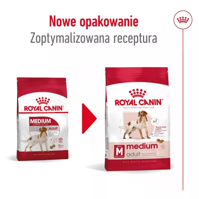 Sausā suņu barība Royal Canin SHN Medium Adult 15 kg — pilnvērtīgs uzturs pieaugušiem vidējo šķirņu suņiem, mājputnu gaļa, 25% olbaltumvielu, 14% tauku