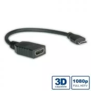 VALUE High Speed - Video-/Audio-/Tīkla kabelis - HDMI - HDMI, 19-pin (W) - Mini-HDMI, 19-pin (M) - 15 cm - Ekranēts - Melns (11.99.5586)