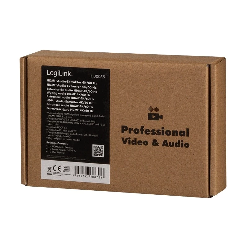 HDMI audio ekstraktors 2CH/5.1CH, 4K/60Hz