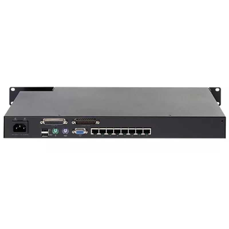 KVM slēdzis APC KVM0108A, 8 pieslēgvietu PS/2 VGA, 1U statne, 1600x1200, melna