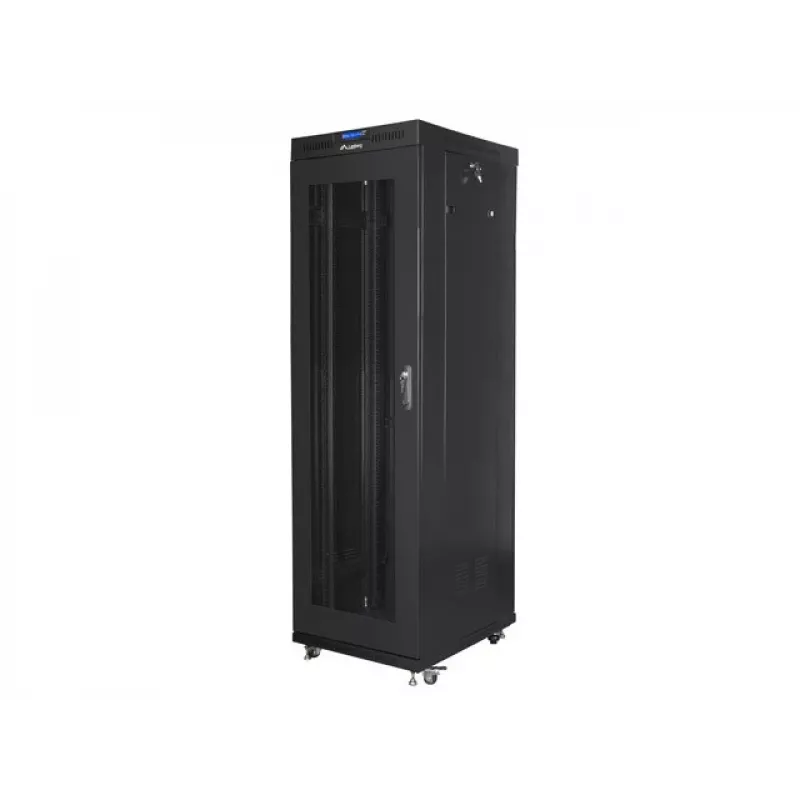 Rack cabinet LANBERG FF01-6842-23BL 42U freestanding, 2127.5×600×800 mm, IP20, key lock, castor wheels