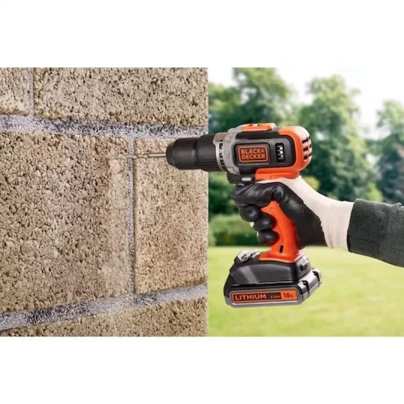 BLACK & DECKER | Bezvadu urbjmašīna/skrūvgriezis ar 2.0 Ah/4.0 Ah akumulatoru | BCD003MEM2K-QW | 18 V | 2.0/4.0 Ah | Litija