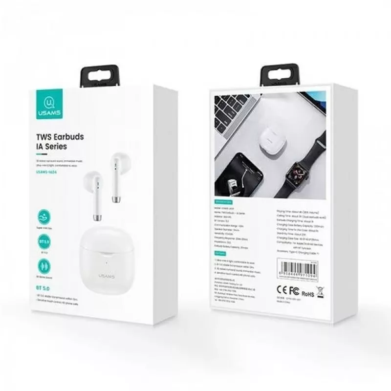 Bluetooth Headphones Usams TW S 5.0 IA Series balta