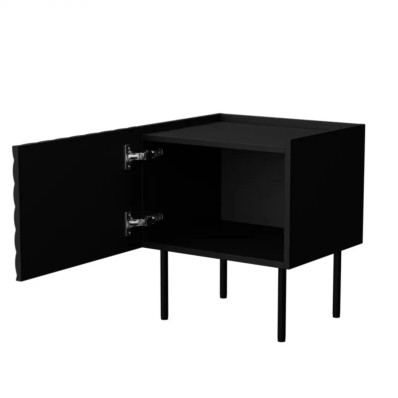 Naktsgaldiņš Cama meble LUCCA, 2 gab., 47x40x52 cm, melns, MDF/skaidu plātne