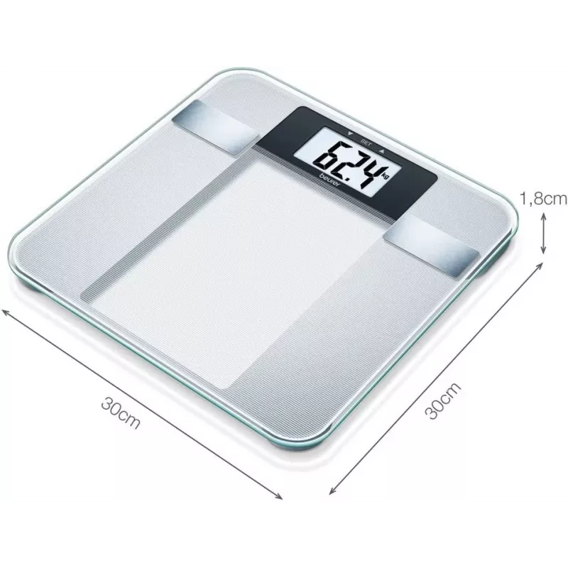 Beurer BG 13 Square pelēka, caurspīdīgi elektroniskie personālie svari