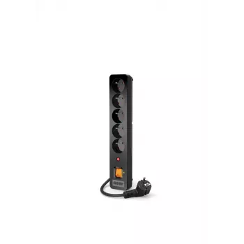 Acar X5/1,5 pagarinātājs ar 5 kontaktligzdām un pārsprieguma aizsardzību 1,5 M Acar X5-Black