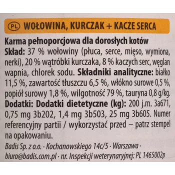 Mitrā kaķu barība animonda Carny liellopu gaļa konservā 400 g — pieaugušiem kaķiem, bez lipekļa, bez sojas un cukura