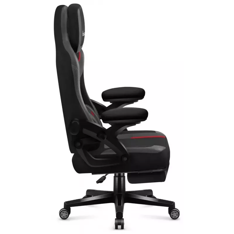 Spēļu krēsls huzaro Force 4.6 — ergonomisks auduma sēdeklis, regulējams augstums un slīpums, jostasvietas atbalsts, maks. 130 kg, sēdekļa platums 41 cm