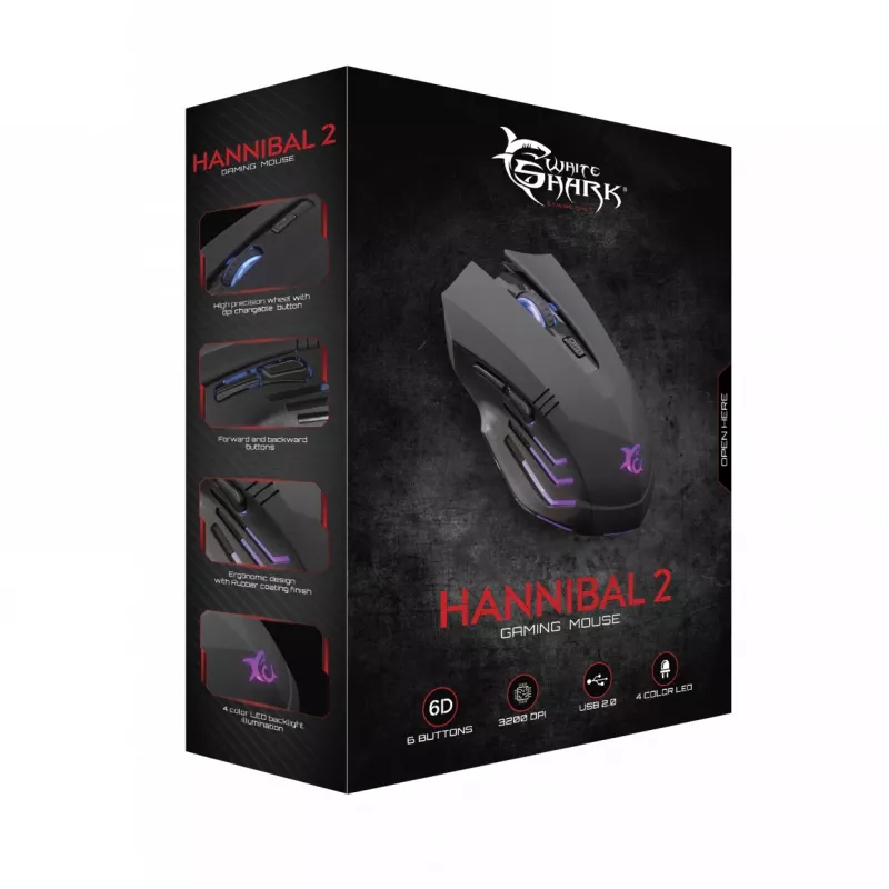 White Shark GM-5006B spēļu pele Hannibal-2 melna