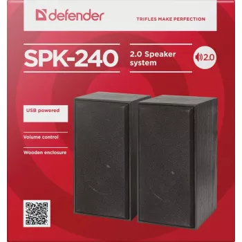 DEFENDER SPK-240 vadu galda skaļruņi, 2.0, 6 W RMS, USB barošana, 3,5 mm, melns