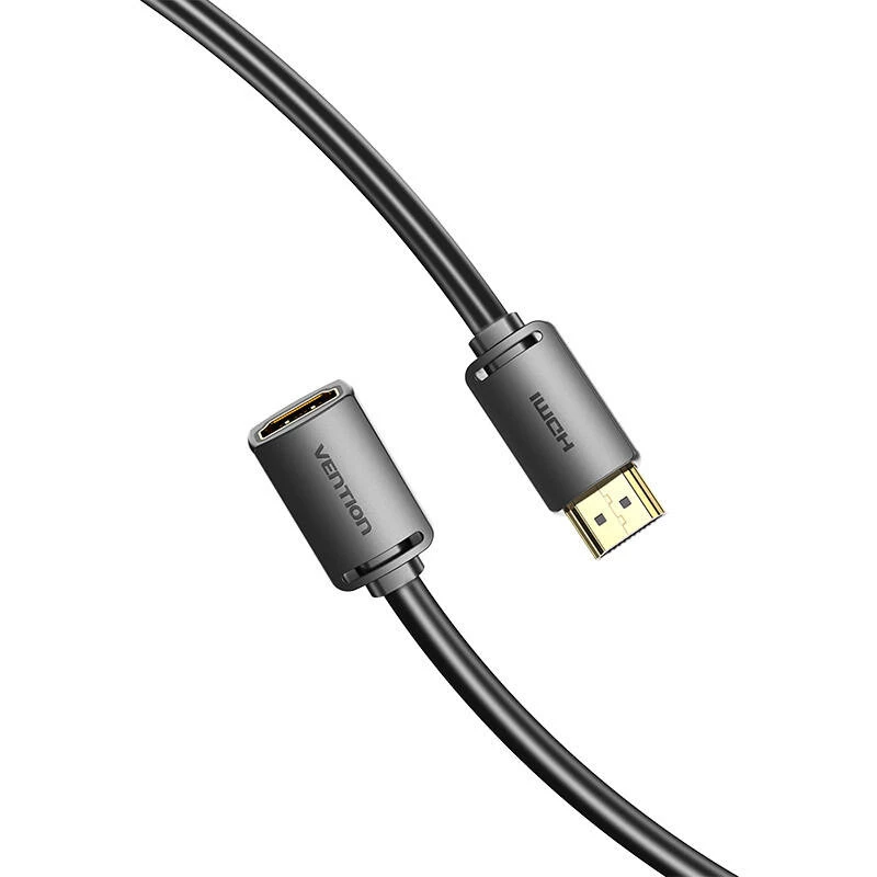 HDMI kabelis Vention AHCBD 0,5 m, HDMI Type A vīriešu uz HDMI Type A sieviešu, HDMI 2.0, apzeltīti kontakti, melns