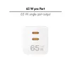 Divkāršs USB ligzdas adapteris 65W, 2xUSB-C, balts