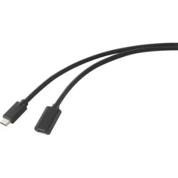 Renkforce USB kabelis USB 3.2 Gen2x2 USB-C™ spraudnis, USB-C™ ligzda 1,00 m melns PVC apvalks (RF-4755220)