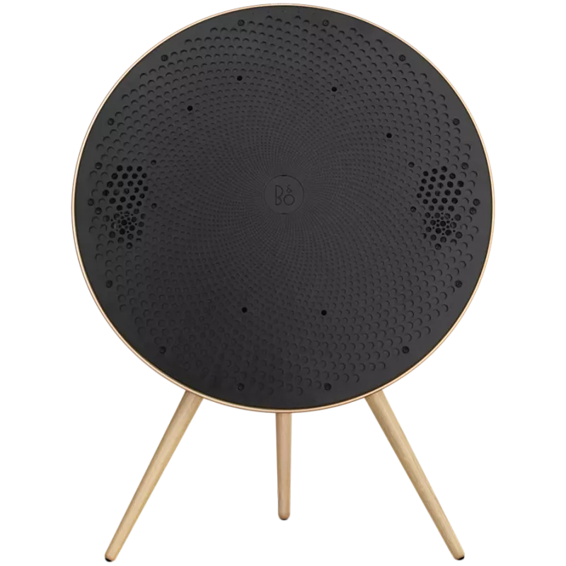 Beosound A9 5. paaudzes skaļrunis Gold Tone (aizmugure smilšu krāsā/pārsegs zelts/kājas baltais ozols)