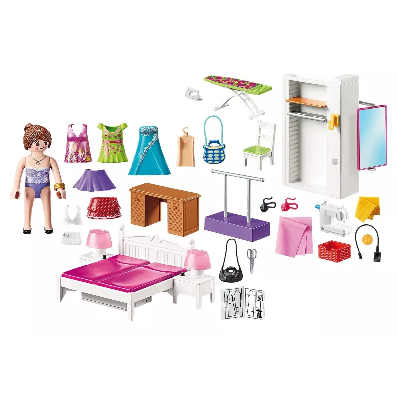 Playmobil Zestaw z figurkami Dollhouse 70208 Sypialnia z kącikiem do szycia
