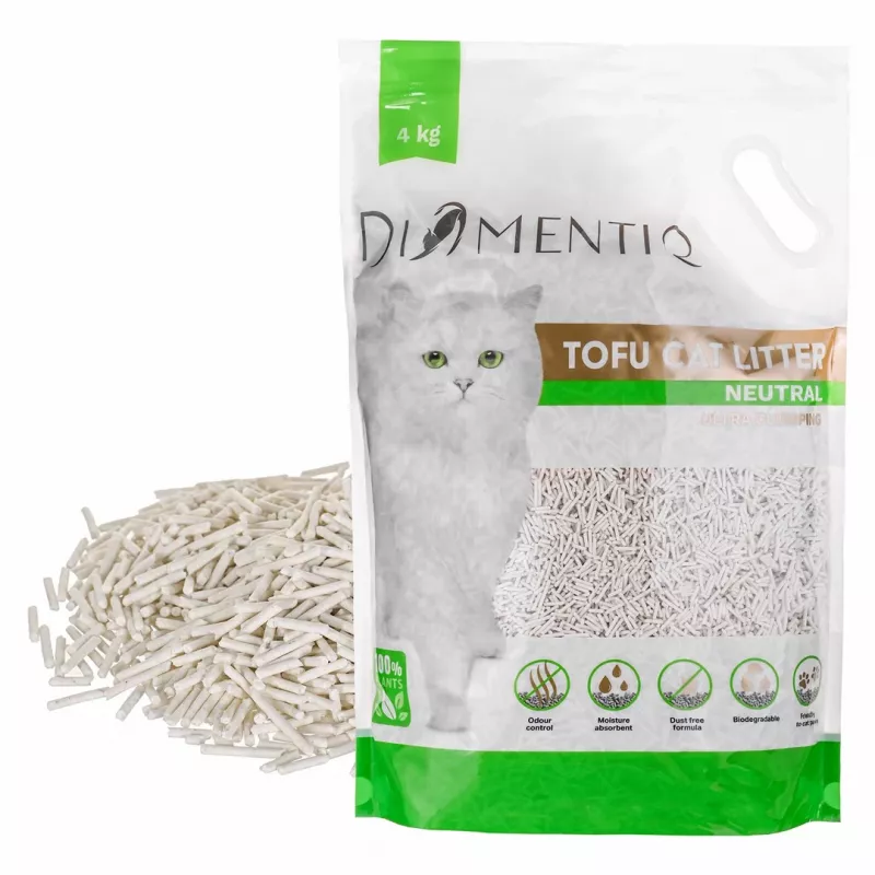 DIAMENTIQ Tofu Neutral Ultra clumping - augu izcelsmes pakaiši - 4kg
