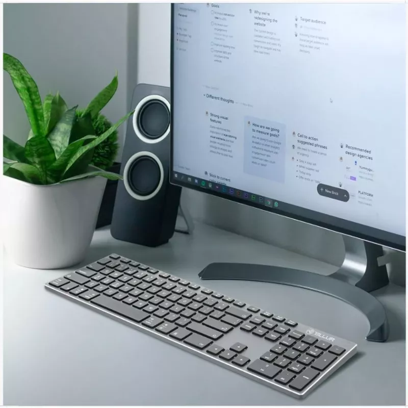 Bezvadu tastatūra Tellur TLL491121 plāns Design Uzlādējama