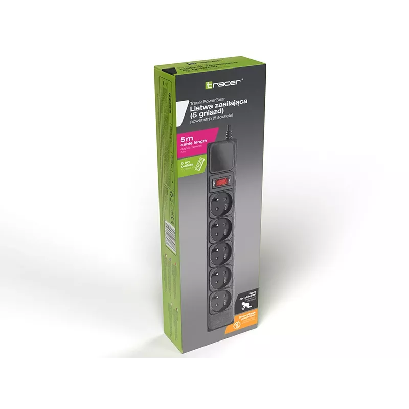 Pārsprieguma aizsargs TRACER PowerGear Tracer 47138 5 m Melns vads ar 5 m kabeli