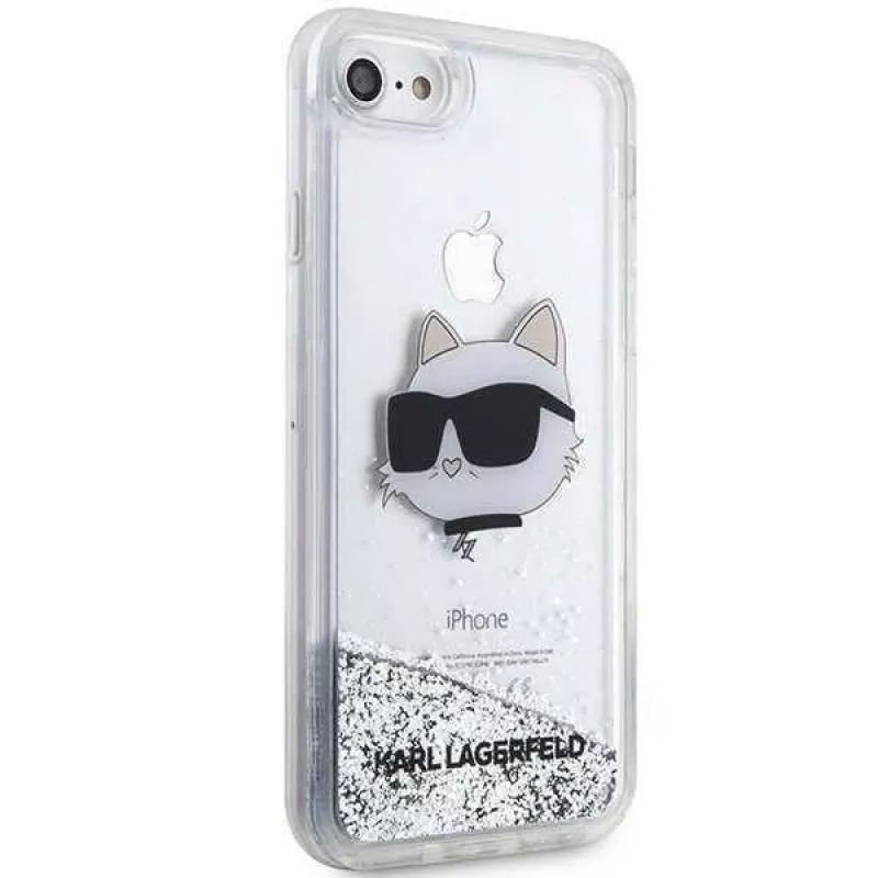 Karl Lagerfeld | Oriģinālais maciņš IPHONE SE 2022/SE 2020/7/8 Karl Lagerfeld Cietais maciņš ar Glitter Choupette galviņu (KLHCI8LNCHCS)