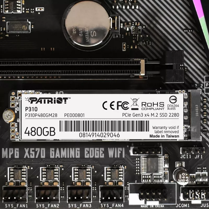 SSD disks Patriot Memory 480 GB M.2 PCI Express 3.0 NVMe P310
