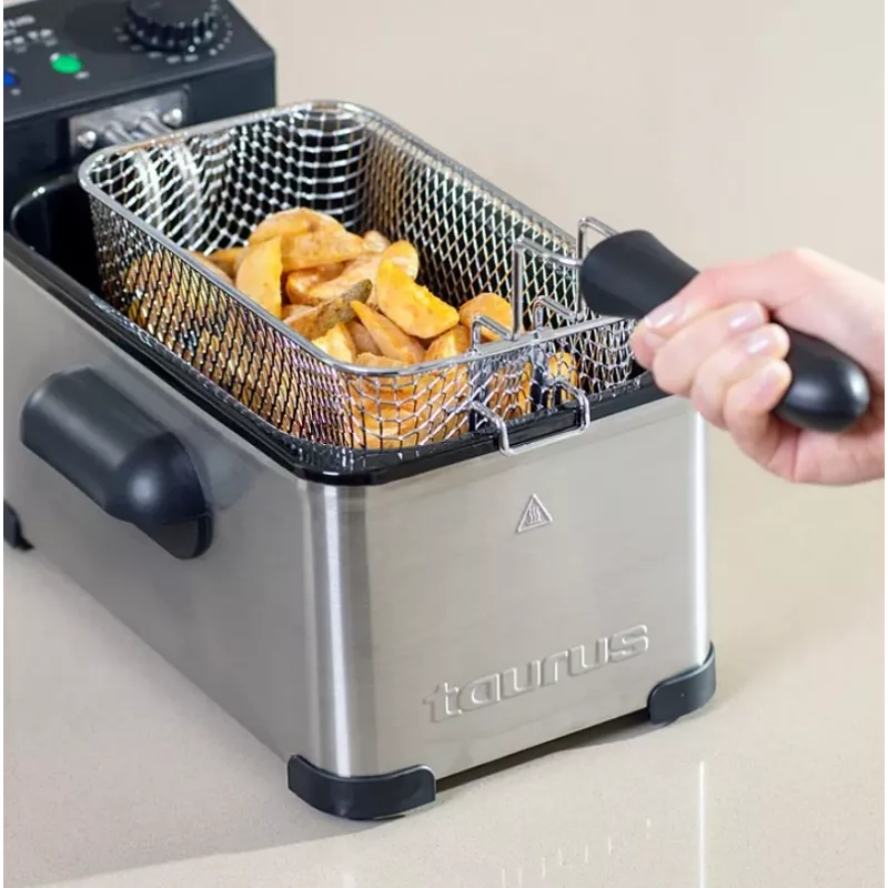 Fritieris Taurus Fry 3 Single — 3 L tilpums, 2000 W, nerūsējošais tērauds, regulējams termostats 150–190°C