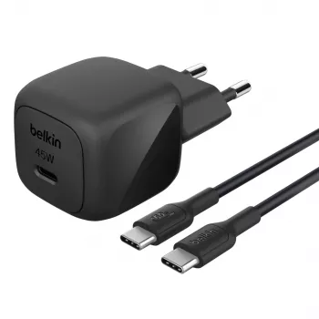 USB-C lādētājs Belkin BOOSTCHARGE 45W PD PPS – kompakts 45 W USB-C PD PPS strāvas adapteris