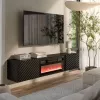 TV skapis Cama Meble LARA 183x35x37 cm melns matēts ar iebūvētu elektrisko kamīnu