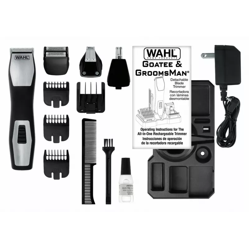 Trimmeris Wahl GroomsMan Pro ar bateriju, melns, nerūsējošais tērauds, 0.7 mm, 3 cm