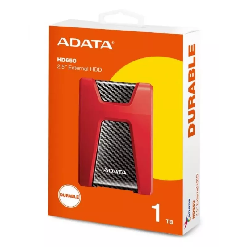 ADATA DashDrive Durable HD650 ārējais cietais disks 1 TB 2,5 collas USB 3.2 Gen 1 (3.1 Gen 1) Sarkans