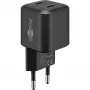 Sienas lādētājs GOOBAY 75333 — universāls iekštelpu AC USB-C lādētājs, 2x USB-C, 35 W, melns