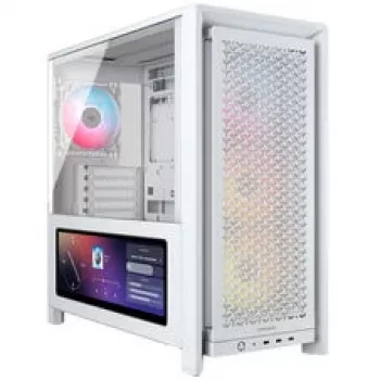 Corsair FRAME 4000D LCD RS datora korpuss, Midi-Tower, ATX, ARGB, rūdīts stikls - balts
