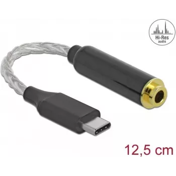 Mobilā tālruņa kabelis DeLOCK 66302 USB C melns 0,125 m